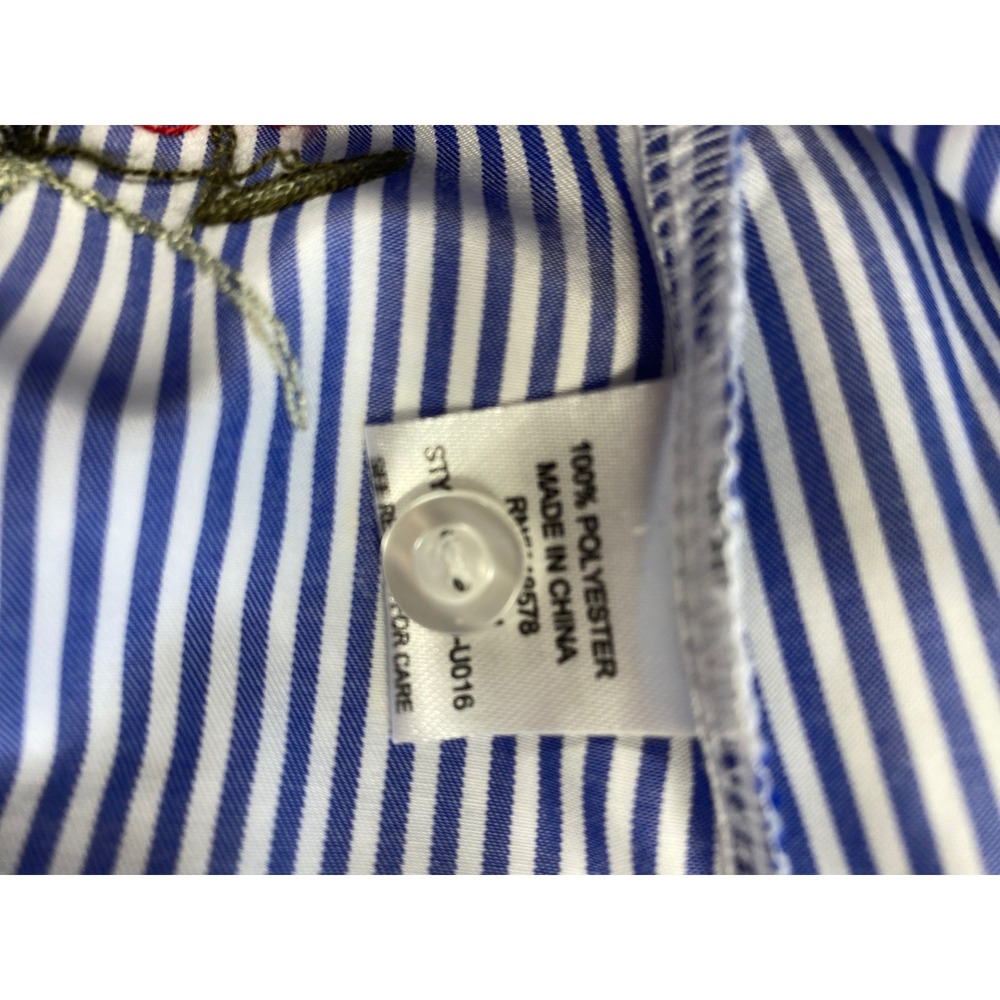 Haute Project LA Blue Stripe Floral Embroidered Tie Front Off Shoulder Top M - Picture 15 of 16